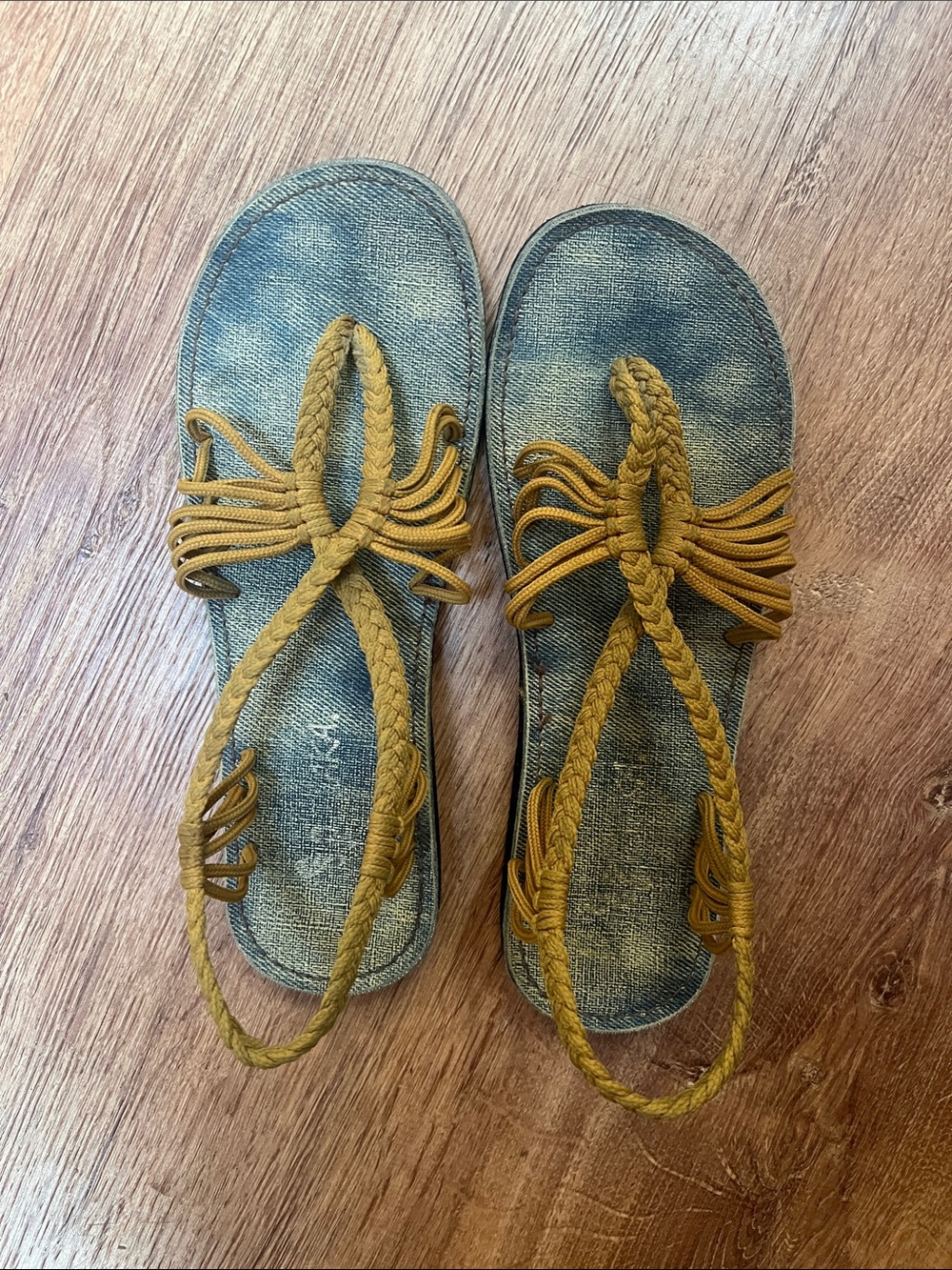 Plaka Women's Braided Strap Sandals in Mustard Yellow - 7